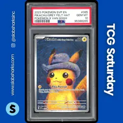 2023 POKEMON X VAN GOSH SV BS PROMO #085 PIKACHU WITH GREY FELT HAT PSA 10 - Image 1