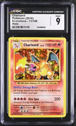 Charizard 11/108 Holo Evolutions Pokemon CGC 9 Mint - Image 1