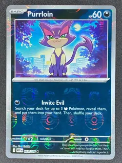Pokemon Purrloin Master Ball Reverse 055/086 WHT White Flare NM - Image 1