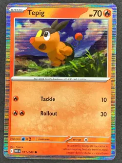 Pokemon Tepig Holo 011/086 WHT White Flare NM - Image 1