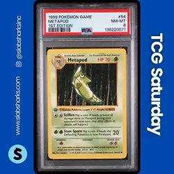 1999 POKEMON BASE SET SHADOWLESS 1ST EDITION #54/102 METAPOD PSA 8 - Image 1
