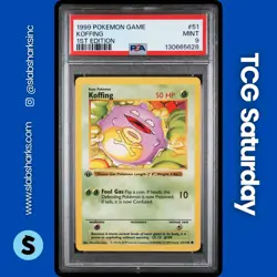 1999 POKEMON BASE SET SHADOWLESS 1ST EDITION #51/102 KOFFING PSA 9 - Image 1