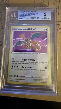 Pokemon TCG Special Delivery Bidoof SWSH177 Sword & Shield Promo BGS 9 Holo - Image 1