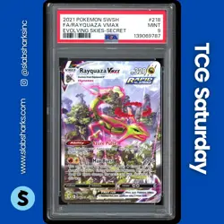 2021 POKEMON SWSH EVOLVING SKIES #218/203 RAYQUAZA VMAX SECRET ALT ART PSA 9 - Image 1