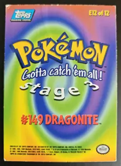 Dragonite 149 E12 of 12 Topps Blue Logo TV Animation Edition Pokemon TCG Damaged - Image 4