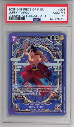 2025 One Piece OP11 EN Special Alternate Art #005 Luffy Tarou PSA 10 GEM MINT - Image 1