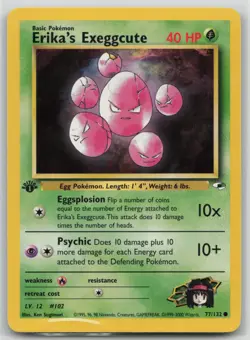 Pokemon Card 1st Edition Erika's Exeggcute (77) Common Gym Heroes 077/132 LP/NM - Image 1