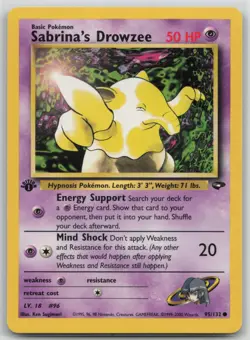 Pokemon Card 1st Edition Sabrina's Drowzee Common Gym Challenge 095/132 LP/NM - Image 1