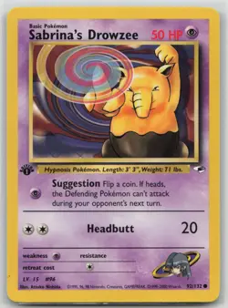 Pokemon Card 1st Edition Sabrina's Drowzee Common Gym Heroes 092/132 LP/NM - Image 1