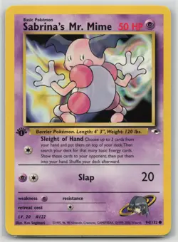 Pokemon Card 1st Edition Sabrina's Mr. Mime Common Gym Heroes5094/132 LP/NM - Image 1