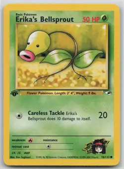 Pokemon Card 1st Edition Erika's Bellsprout (76) Common Gym Heroes 076/132 LP/NM - Image 1