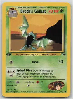 Pokemon Card 1st Edition Brock's Golbat Uncommon Gym Heroes 039/132 LP/NM - Image 1