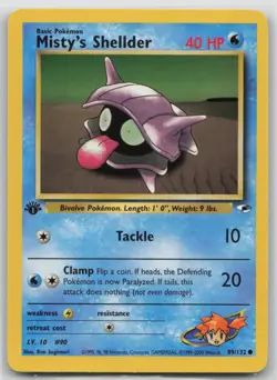 Pokemon Card 1st Edition Misty's Shellder Common Gym Heroes 089/132 LP/NM - Image 1