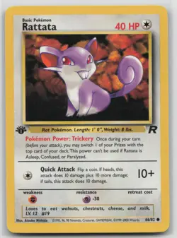 1st Edition Vintage Pokemon Card Rattata Common Team Rocket 66/82 VLP - Image 1