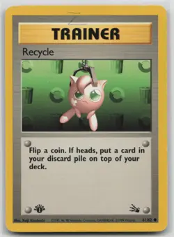 1st Edition Vintage Pokemon Card Recycle Common Fossil 61/62 writing - Image 1