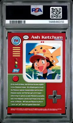 1999 Topps Pokemon Series 1 Character Cards #TV1 Ash Ketchum PSA 9 - Image 2