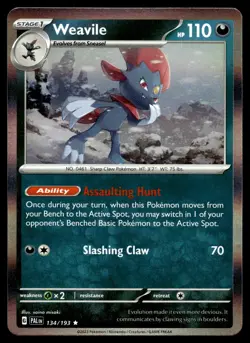 Weavile - 134/193 - Holo Rare - Paldea Evolved PAL - Nm - Pokemon Card - Image 1
