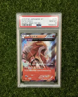 2015 Pokemon Japanese X Y Entei Holo Bandit Ring 1st Edition 015/081 PSA 10 - Image 1