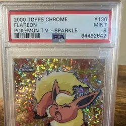 Topps Chrome Pokemon Flareon Sparkle TV Animation Edition #136 PSA 9 2000 - Image 3