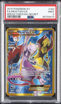 2015 POKEMON XY BREAKTHROUGH SECRET #163 FULL ART/MEWTWO EX PSA 9 - Image 1