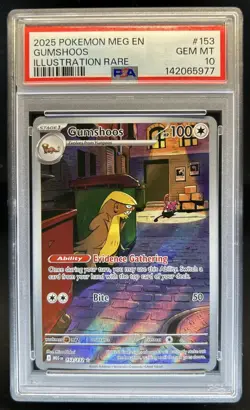 2025 Pokemon Mega Evolution Gumshoos Illustration Rare #153/132 PSA 10 GEM MINT - Image 1