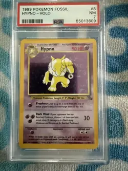 Pokemon Hypno 8/62 Fossil Unlimited Holo Rare PSA 7 (1999) - Image 1