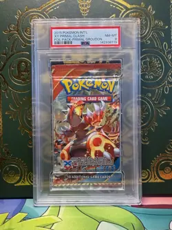 Pokemon XY Primal Clash Primal Groudon Factory Sealed Booster Pack PSA 8 - Image 1