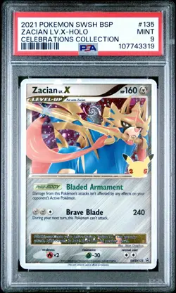 2021 Pokemon Celebrations Zacian Lv. X-Holo #135 PSA 9 - Image 1