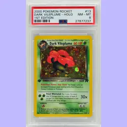 Pokemon 1st Edition Dark Vileplume Holo 13/82 Team Rocket PSA 8 NM/Mint - Image 1