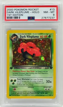 Pokemon 1st Edition Dark Vileplume Holo 13/82 Team Rocket PSA 8 NM/Mint - Image 3