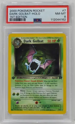 Pokemon 1st Edition Dark Golbat Holo 7/82 Team Rocket PSA 8 NM/Mint - Image 3
