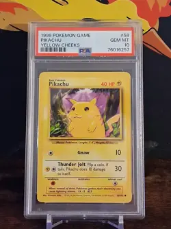 1999 Pokemon Base Set PIKACHU #58 Yellow Cheeks PSA 10 GEM MINT WOTC Vintage - Image 1