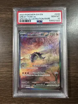 Great Tusk ex 2023 Pokemon Scarlet & Violet SIR #246 PSA 10 - Image 1