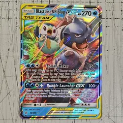 Pokemon Blastoise & Piplup GX Ultra Rare Holo 38/236 Sm-Cosmic Eclipse 270 HP - Image 1