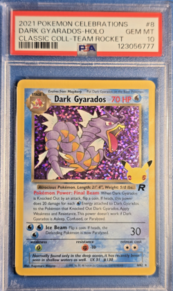 PSA 10 2021 Pokemon Dark Gyarados-Holo Celebrations Classic Coll-Team Rocket #8 - Image 1