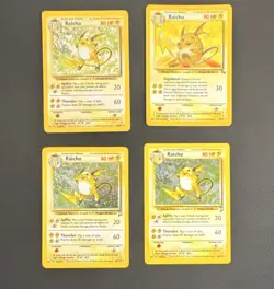 Pokemon TCG Raichu Holo 4 card lot Base Set Fossil and Base Set 2 - Image 1