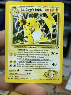 Lt. Surge's Raichu 11/132 Gym Challenge 2000 Holo Rare WOTC Pokemon Card TCG - Image 3