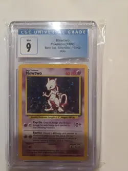 Pokemon Card - Mewtwo Base Set Unlimited Holographic Graded CGC MINT 9 (10/102) - Image 1