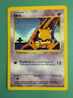 Abra (43/102) Base Set Shadowless Regular Pokemon TCG card - Image 1