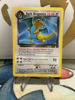 Dark Dragonite 22/82 Pokemon Team Rocket Unlimited Rare Card WOTC HP - Image 1