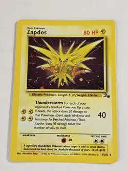 Pokemon TCG Zapdos 15/62 Fossil Unlimited Holo Rare HP - Image 1