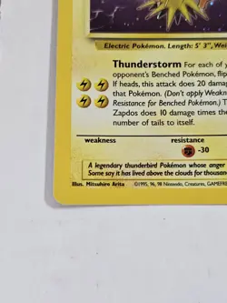 Pokemon TCG Zapdos 15/62 Fossil Unlimited Holo Rare HP - Image 3