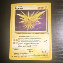 Pokemon Zapdos Fossil 15/62 Holo Rare Unlimited Basic 80 HP 1999 - Image 1