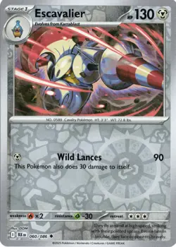 Escavalier 060/086 Uncommon Black Bolt Pokemon Reverse Holo Near Mint - Image 1