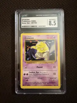 CGC 8.5 NEAR MINT / MINT + DROWZEE Base Set Pokemon Card 49/102 ✨ Vintage ✨ - Image 1