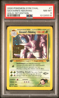 2000 POKEMON GYM CHALLENGE HOLO 7/132 1ST EDITION #7 GIOVANNI'S NIDOKING PSA 8 - Image 1