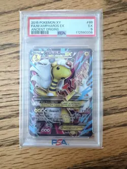 2015 Pokemon Mega M Ampharos EX 88/98 Full Art XY Ancient Origins 88 PSA 5 EX MT - Image 1