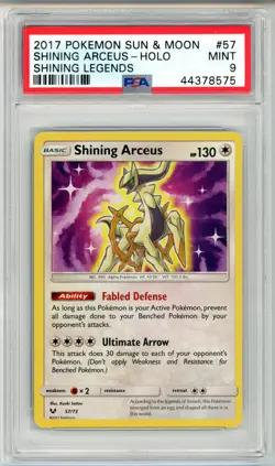 POKEMON SHINING LEGENDS SHINING ARCEUS #57 HOLO FOIL PSA 9 MINT #44378575 - Image 1