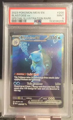 2023 Pokemon TCG Blastoise Ex 200/165 SV151 Special Illustration Rare PSA Mint 9 - Image 1