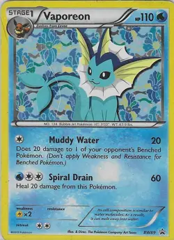 Vaporeon BW89 Black & White Holo - Heavily Played - Pokemon - Image 1